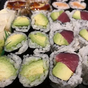 Note how beautifully packed the sushi is in a to-go container!
