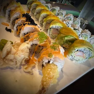 Hajime roll, mango roll and California roll