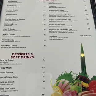 Sushi menu