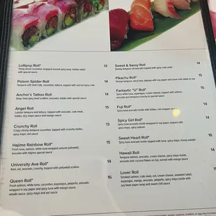 Specialty roles menu