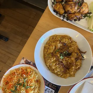 Chicken Tikka Breast, basmati rice and a channa / daal dish