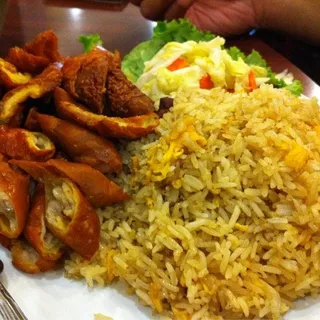 32. Fried Pig Intestine on Steamed Rice