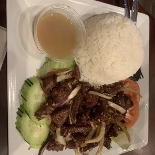 35. Beef Lok Lak on Steamed Rice