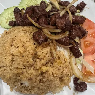 36. Beef Lok Lak on Fried Rice