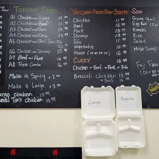 a menu on a blackboard