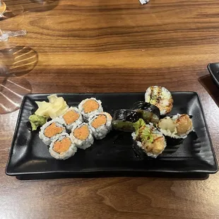 Spider Sushi Roll and Salmon Sushi