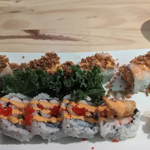Crunch munch roll (top), Hurricane roll (bottom)