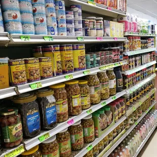 shelves of food