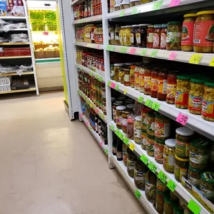 shelves of food