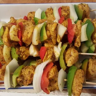 Chicken Kabobs seasoned with one of the little 1oz. packets.