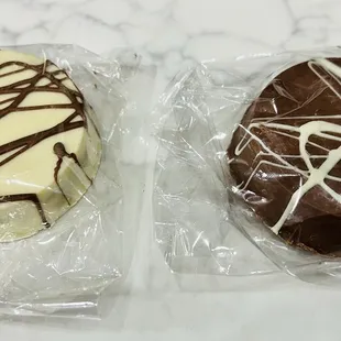 Dubai chocolate. White and milk. Each about 3&quot; wide and 3/4&quot; tall. $8 each