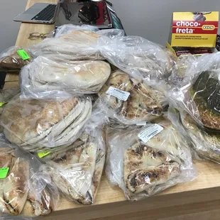 Fresh spinach, meat pies and pita!