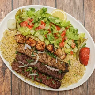 a plate of food on a wooden table