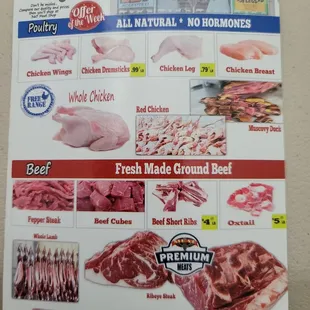 a variety of meats