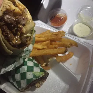 Beef Shawarma wrap and fries were great. I will return!