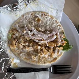 Chicken Shawarma wrap open