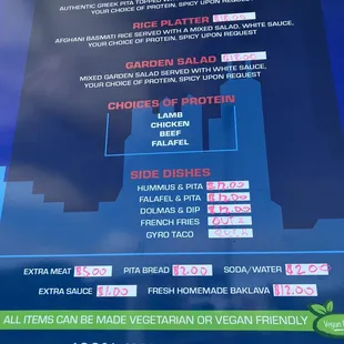 Menu Memorial weekend in Alameda. I got the chicken rice plate and some dolmas.