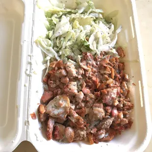 Chicken over rice &amp; salad