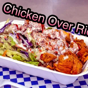 Chicken over Rice and Salad