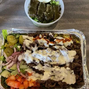 Beef Shawerma over Rice &amp; dolma both were SUPERB
