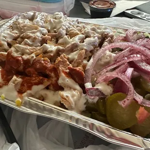 Chicken Shawarma Over Rice, just opened the container.