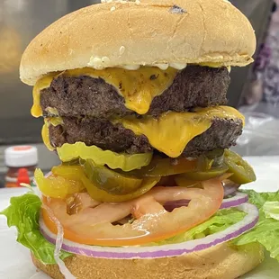 Double cheeseburger raw onions sorry guys onion lover!!