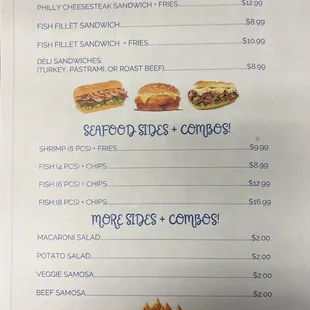 Back of the menu 10/27/22