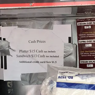 cash prices for pizzas
