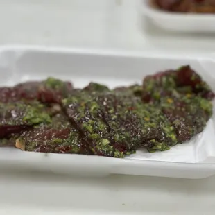 halal cuts on a white plate