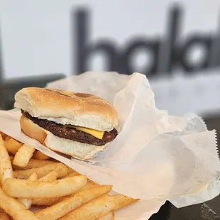 Hearty thin patty grilled burger