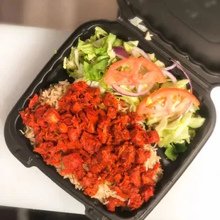 Chicken over Rice with side Salad