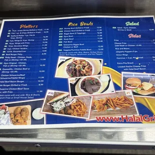 the menu of the restaurant