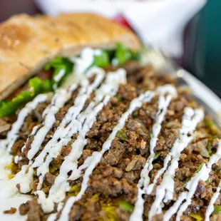 Lamb Over Rice Plate w/ White Sauce ($11.99)