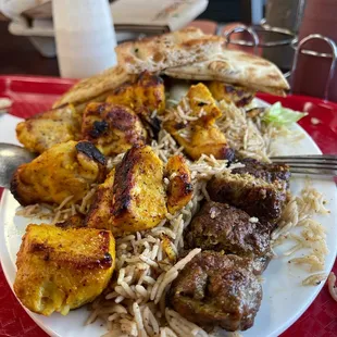 2 Chicken Tikka 1 Lamb Kofta with Brown Rice and Salad