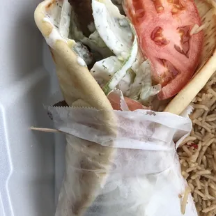 Lamb gyro with rice (combo! Rice subbed for fries)