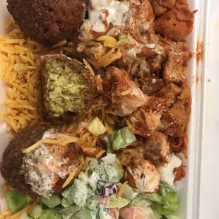 a meal in a styrofoam container