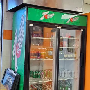 Sprite (and other pre-packaged drinks) in a 7-Up cooler