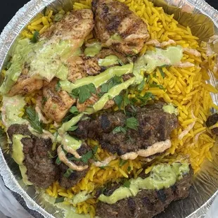 Mixed plate chicken and beef