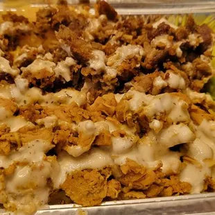 Combination chicken and gyro over rice