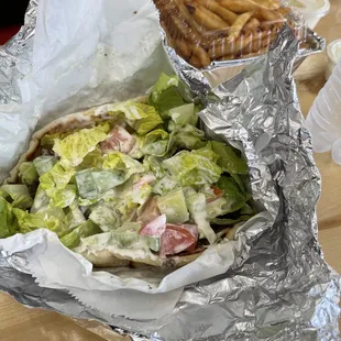 Gyro Wrap with a HUGE side of fries