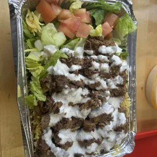 Chicken Shawarma Over Rice Plate
