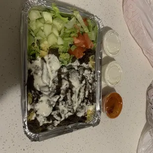 Beef Shawarma Over Rice Plate