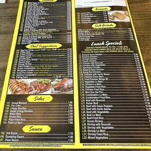 menu