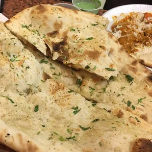 Garlic Naan was just the right about of fresh and crispy! Don&apos;t even mind the garlic breath we left with