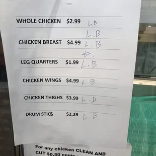 Today's prices on hand slaughtered halal chicken