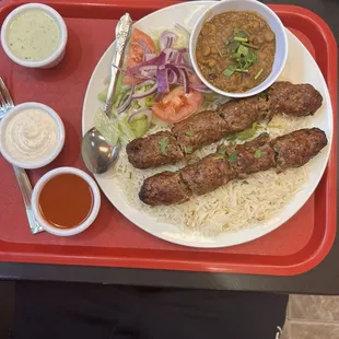 Beef kabob platter