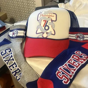 Sixers apparel  Socks $5 Hat $20