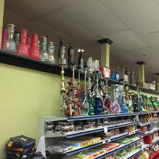 a variety of items on shelves