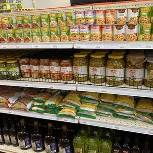 a variety of canned food items