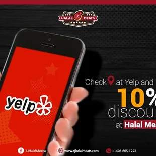 Check in on yelp and receive a 10% discount on all groceries. This offer is valid for all groceries except meat.